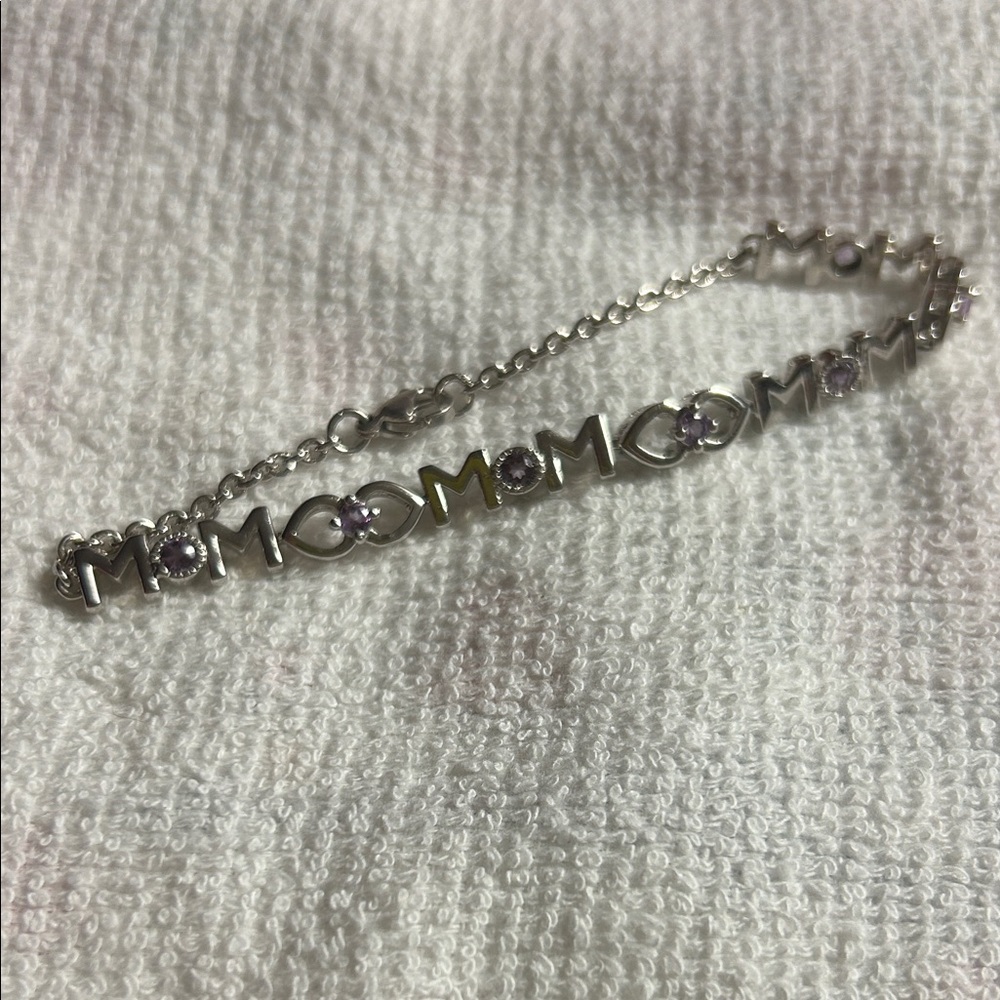 Silver and Amethyst‎ MOM Bracelet